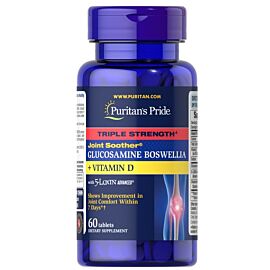 Puritan's Pride Triple Strength Joint Soother Glucosamine Boswellia + Vitamin D 60 таблеток