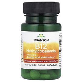 Swanson Vitamin B12 Methylcobalamin 2500 mcg 60 смоктальних таблеток, Вишня