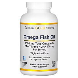 California Gold Nutrition Omega-3 Fish Oil Natural Lemon 180 капсул