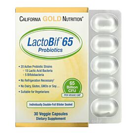 California Gold Nutrition LactoBif Probiotics 65 Billion CFU 30 рослинних капсул