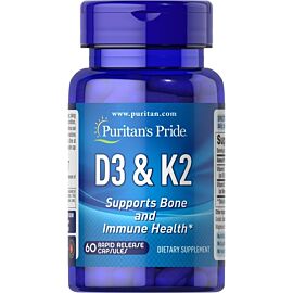 Puritan's Pride Vitamin D3 & K2 60 Капсул