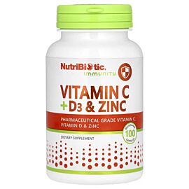 NutriBiotic Vitamin C + D3 & Zinc 100 капсул
