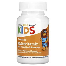 California Gold Nutrition Chewable Multivitamins with Probiotics & Enzymes for Children 60 жувальних цукерок