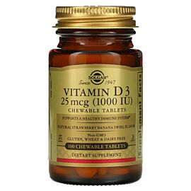 Solgar Vitamin D3 25 mcg (1,000 IU) 100 жувальних таблеток