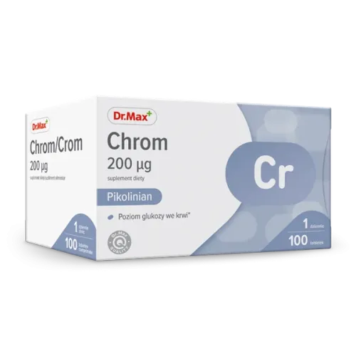 Chrom 200 µg Dr. Max 100 таблеток — піколінат хрому для підтримки рівня глюкози та метаболізму