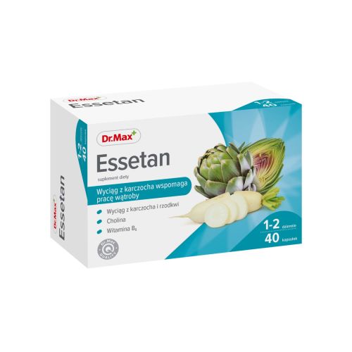 Dr.Max Essetan Холін із лецитину, екстракти артишоку та редиски, вітаміни для печінки та жовчного міхура, 40 капсул