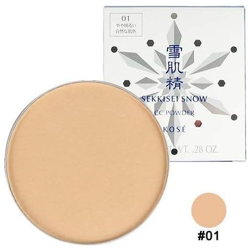 Kose Sekkisei Snow CC Powder SPF14/PA+ зволожуюча компактна СС пудра без футляра, #01 беж, 8 г