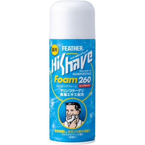 Feather Hi Shave Marinestage Foam піна для гоління з гліциризиновою кислотою, колагеном, водоростями, 260 г