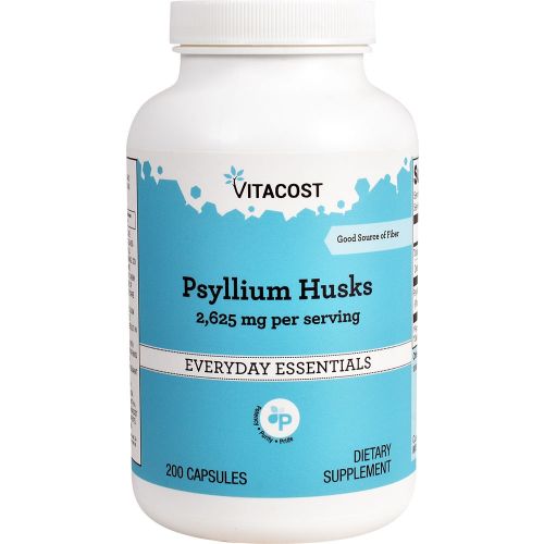 Vitacost Psyllium Husks клітковина розчинна, пребіотик, проносне, 200 капсул на 40 днів прийому. До 09/2027