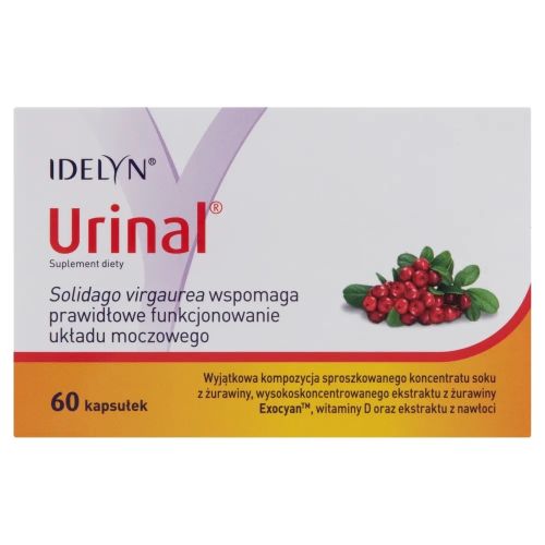 Urinal для здоровя сечовидільної системи з екстрактами журавлини, золотарника та вітамін D, 60 капсул. До 02/2027