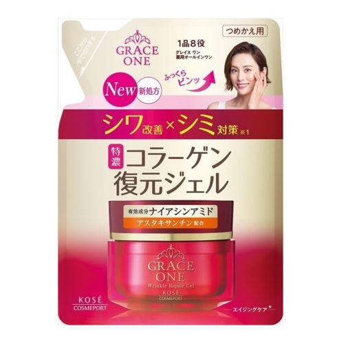 Kose Grace One Wrinkle Repair Gel Refill відновлюючий гель все в одному з ніацинамідом, рефіл 90 г