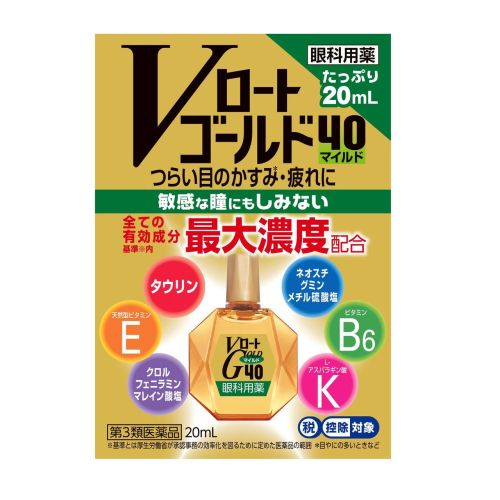 Rohto Gold 40 Mild Краплі з вітамінами В6, Е і таурином, індекс свіжості 0, 20 мл. До 04/2028