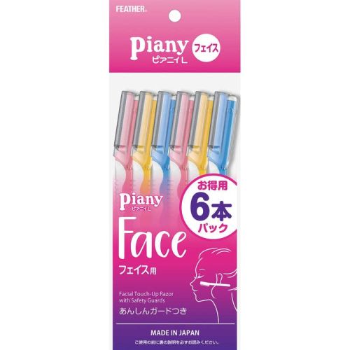 Feather Piany L Face Razor Жіночі станки для обличчя, 6 шт