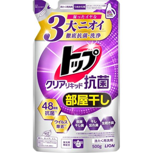 LION Top Clear Liquid Antibacterial Антибактеріальний засіб для прання, сушіння в приміщенні, поповнення 500 г