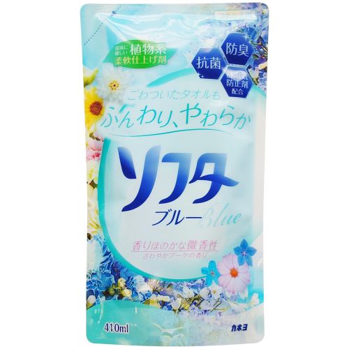 Kaneyo Softer Blue Кондиціонер для білизни, квітковий аромат, поповнення 410 мл