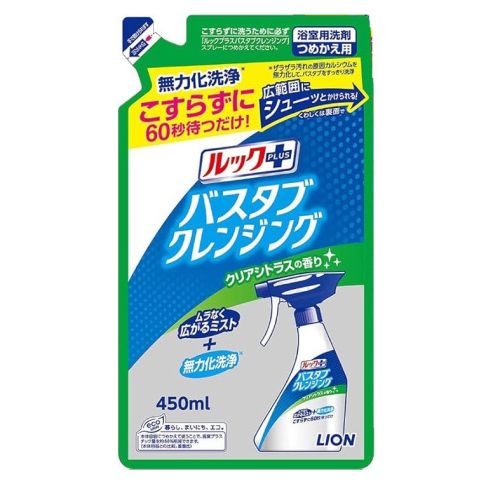 LION Look Plus Clear Citrus Миттєво очищуючий спрей для ванної, цитрусовий аромат, поповнення 450 мл