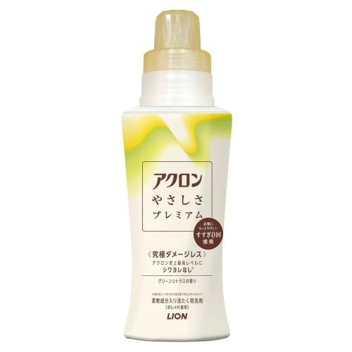LION Acron Gentleness Premium Рідкий засіб для прання, формула без полоскання, зелений цитрус, 420 мл