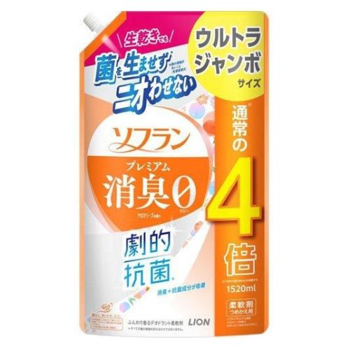 LION Soflan Premium Deodorizer Кондиціонер для білизни, аромат квіткове мило, поповнення 1520 мл