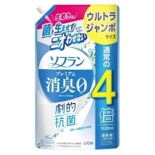 LION Soflan Premium Deodorizer Кондиціонер для білизни, аромат лугових трав, поповнення 1520 мл