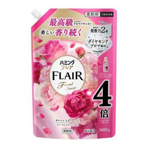Kao Humming Flaіr Floral Sweet Кондиціонер для білизни, солодкий квітковий аромат, поповнення 1400 г