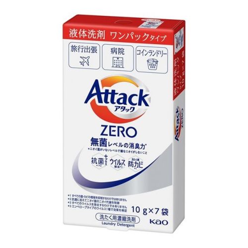 Kao Attack ZERO One Pack Рідкий засіб для прання, легкий аромат, 10 г x 7 пакетиків