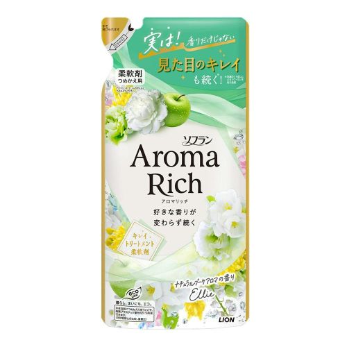 LION Soflan Aroma Rich Ellie Парфумований кондиціонер для білизни, аромат свіжого букета, поповнення 380 мл