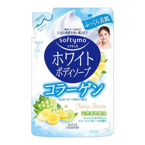 KOSE Softymo White Body Soap Рідке мило для тіла з колагеном, фруктовий аромат, поповнення 420 мл