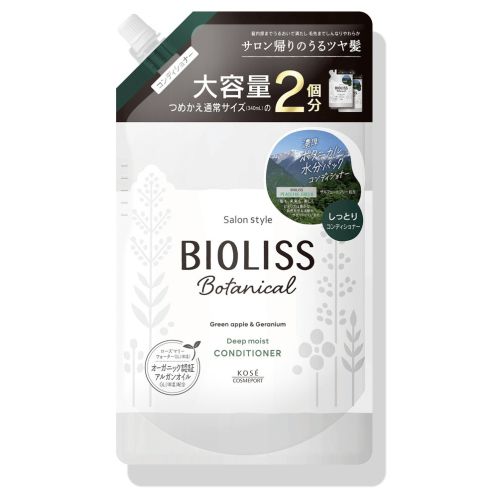 KOSE SS Bioliss Botanical Hair Conditioner Зволожуючий кондиціонер для волосся, аромат яблуко та герань, поповнення 680 мл