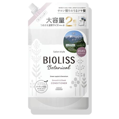 KOSE SS Bioliss Botanical Hair Conditioner Розгладжуючий кондиціонер для волосся, аромат яблуко та герань, поповнення 680 мл