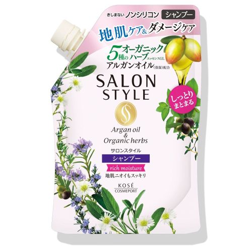 KOSE Salon Style Shampoo Rich Moisture Зволожуючий шампунь, квітковий аромат, поповнення 360 мл