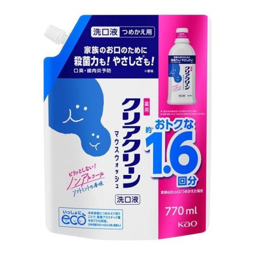 Као Clear Clean Mouthwash Ополіскувач для ротової порожнини, смак мяти, поповнення 770 мл