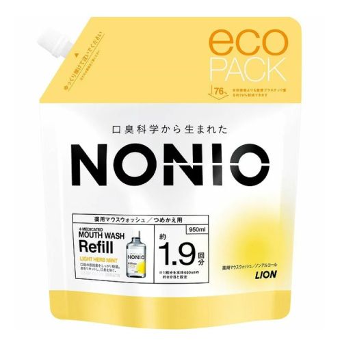 Lion NONIO Light Herb Mint Ополіскувач для ротової порожнини, без спирту, травяна мята, поповнення 950 мл