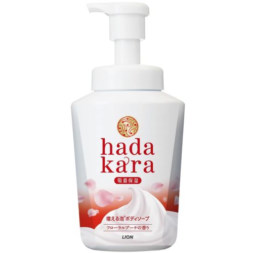 LION Hadakara Foam Зволожуюче пінне мило для тіла, квітковий букет, 550 мл