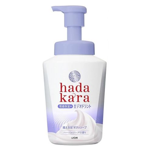 LION Hadakara Foam Deodorant Дезодоруюче пінне мило для тіла, пригнічує запахи, аромат травяного мила, 550 мл