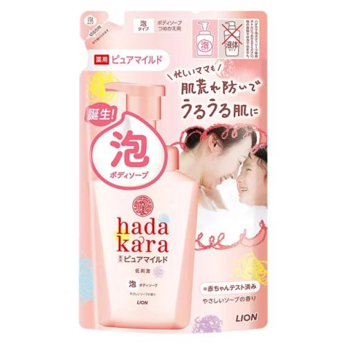 LION Hadakara Foam Ніжне пінне мило для дітей і дорослих, аромат мила і персика, поповнення 440 мл