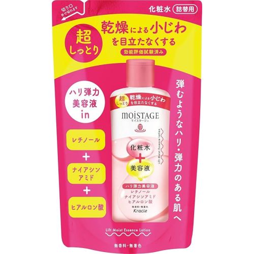 Kracie Moistage Lift Essence Lotion Super Moisturizing Лосьйон з ретинолом, ніацинамідом від дрібних зморшок, поповнення 200 мл