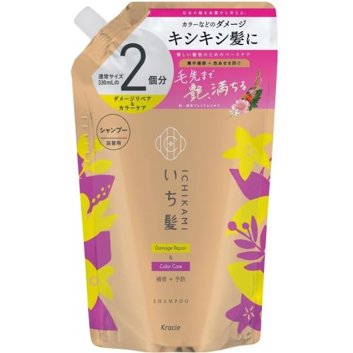 Kracie Ichikami Damage Repair & Color Care Shampoo Відновлюючий шампунь для пошкодженого волосся, поповнення 660 мл