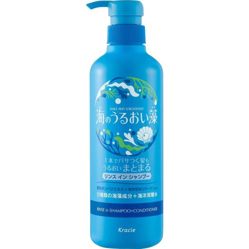 Kracie Umi no Uruoiso Shampoo Шампунь-Ополіскувач 2в1 з екстактами морських водоростей, для сухого волосся аква-квітковий, 490мл