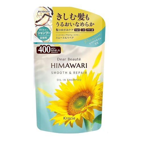 Kracie Dear Beaute HIMAWARI Oil-in Shampoo Smooth & Repair Відновлюючий шампунь для гладкості волосся, поповнення 400 мл