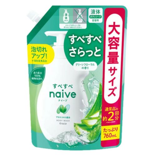 Kracie Naive Body Soap Aloe Рідке мило для тіла з екстрактом алое, поповнення 760 мл