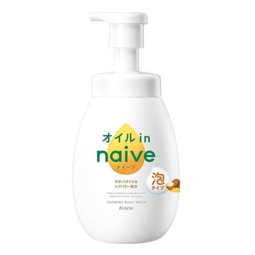 Kracie Naive Foaming Body Soap Oil-in Пінисте мило для тіла з оліями ши і жожоба, 600 мл