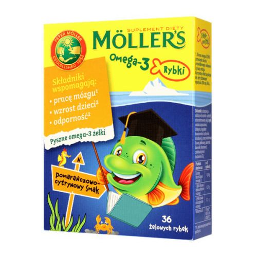 Меллер (Moller) рибки з апельсиново-лимонним смаком, 36 шт., Норвегія