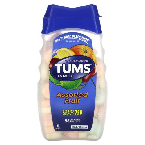 TUMS Антацид жувальний, фруктове асорті, 96 таблеток (750 мг)