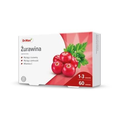 Dr.Max Cranberry екстракти журавлини та петрушки, вітамін C для нирок і сечовивідної системи, 60 таблеток. До 03/2026