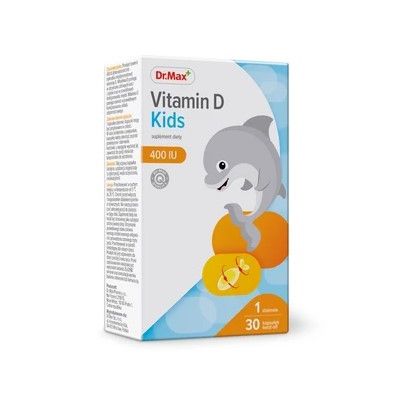 Dr.Max Vitamin D3 kids 400 UI рибки з вітаміном D3 можна ковтати або виливати вміст у рідину, 30 штук