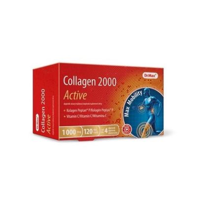Dr.Max Collagen 2000 Active колаген пептид (тип I ) 1000 мг у кожній таблетці + вітамін С, 120 таблеток