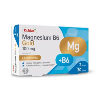 Dr.Max Magnesium B6 Gold Магній у хелатній формі 100 мг + вітамін В6, 30 таблеток