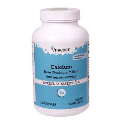 Vitacost Calcium from Dicalcium Malate 600 mg, Кальций, магний, вітамін D3, 180 капсул на 60 днів