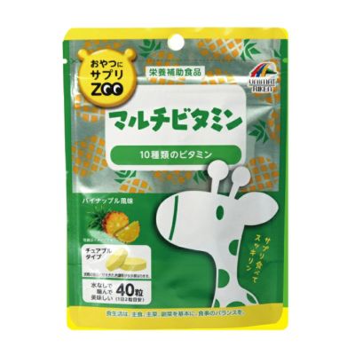 Unimat Riken Snack Supplement ZOO Multivitamin Жувальні мультивітаміни смак ананаса 40 табл. на 20 днів