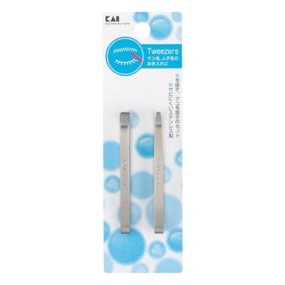 Kai Набір 2х прямих пинцетов для брів, KF0402